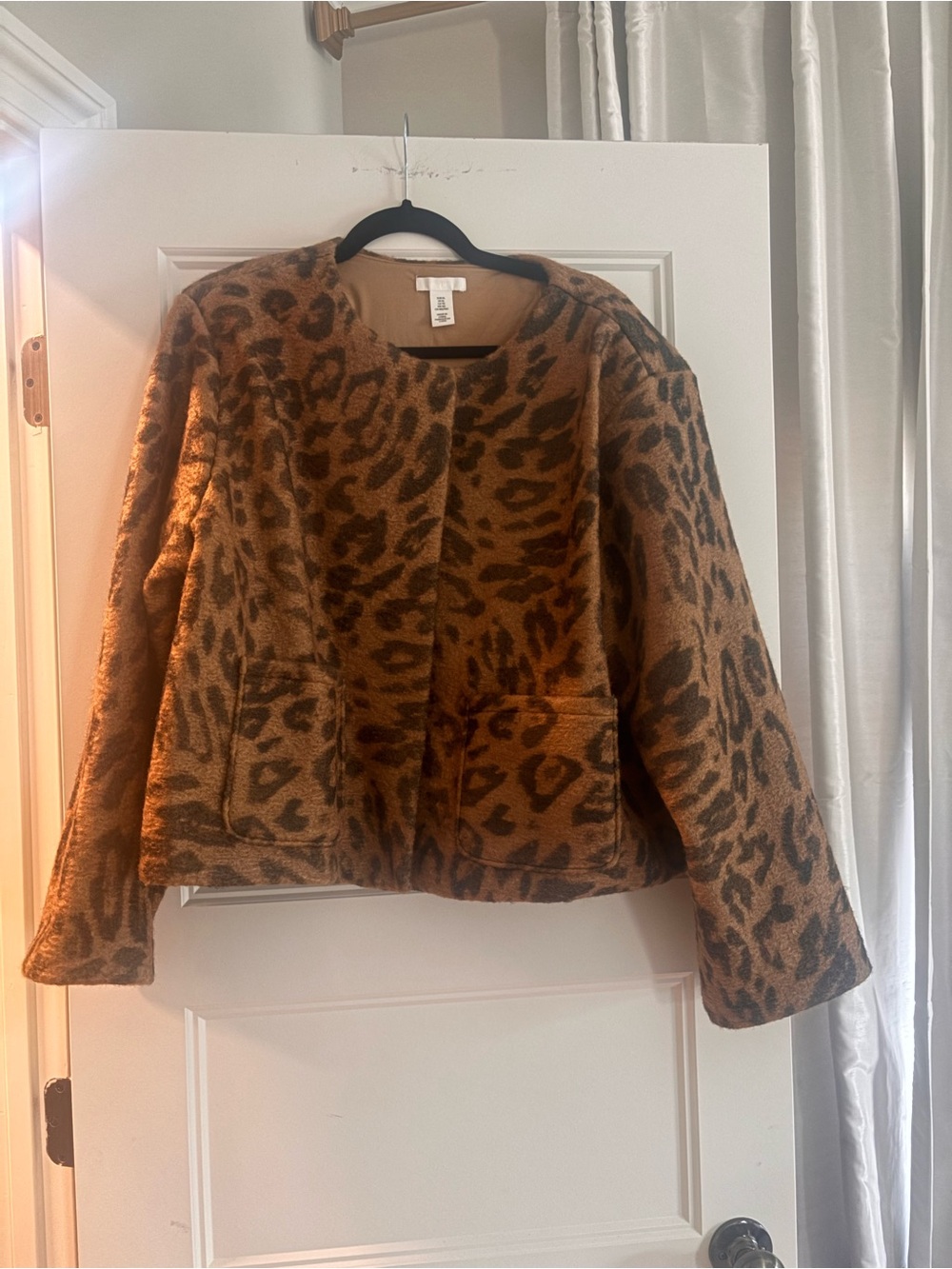 H&M Leopard Print Faux Fur Jacket - Brown & Black